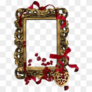 Gold Classic Transparent Png Frame With Red Ribbon - Transparent Picture Frame Transparent Red Png, Png Download