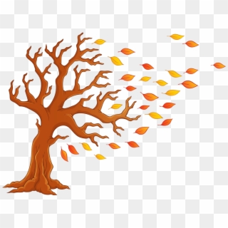 Blowing Leaves Png - Cartoon Fall Tree With Translucent Background, Transparent Png