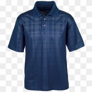 1364 Embossed Plaid Pattern Moisture Wicking Polo Navy, HD Png Download