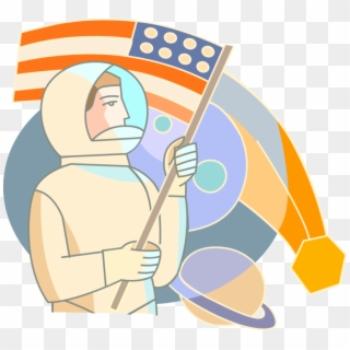 Astronaut Clipart Flag Vector, HD Png Download