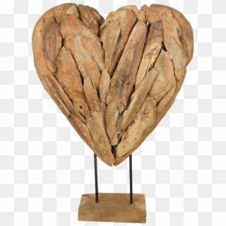 Wooden Heart Sculpture Large - Teak Hart, HD Png Download