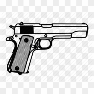 Drawn Pistol M1911 - Firearm, HD Png Download