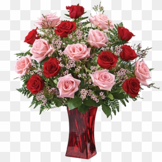 Red & Pink Roses Bouquet - Tev52 1b, HD Png Download