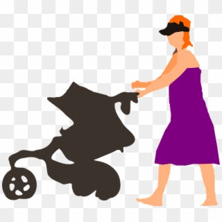 Stroller Baby, Lady, Woman, Mom, Push, Walking, Mother, - Mujer Y Bebe Png, Transparent Png
