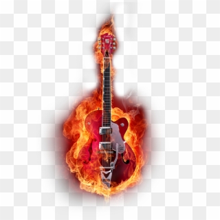 Graphic Instruments Guitar Design Flame Musical Clipart - Flaming Guitar, HD Png Download