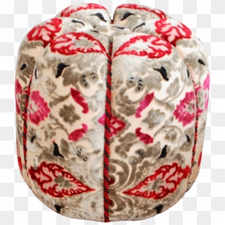 Moroccan Fabric Pouf, Red & Grey Velvet - Owl, HD Png Download