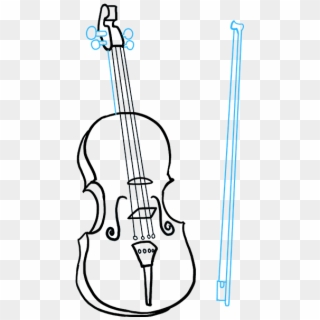 Fiddle Drawing Clipart Black - Draw A Violin Step By Step, HD Png Download