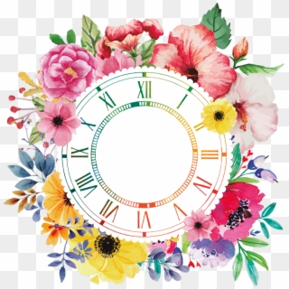Reloj Vinilo Pared Minimalismo Floral - Transparent Background Flower Circle, HD Png Download