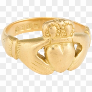 Vintage Art Deco Irish Claddagh Ring 18 Karat Yellow - Bracelet, HD Png Download
