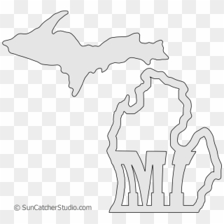 Michigan Map Shape Text, Outline Scalable Vector Graphic - Line Art, HD Png Download