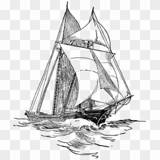 Boat, Sailing Ship, Sailboat, Ocean, Sailing - Sail Boat Line Drawing, HD Png Download