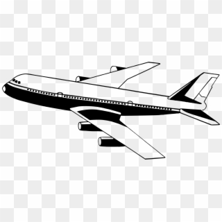 Airplane Jet Aircraft Aviation Download - Aeroplane Clipart Black And White, HD Png Download