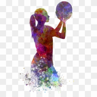 Woman Basketball Player - Young Woman Basketball Player 03 In Watercolor, HD Png Download