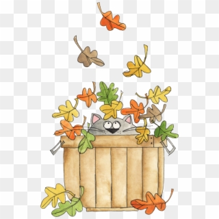 Season Clipart Welcome - Cat With Leaves Clip Art, HD Png Download