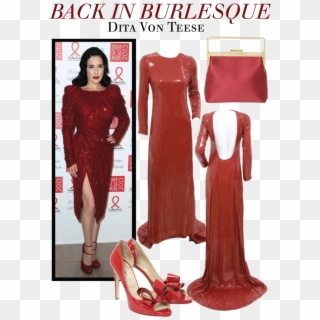 Dita Von Teese Red Dress - Balenciaga Bag, HD Png Download
