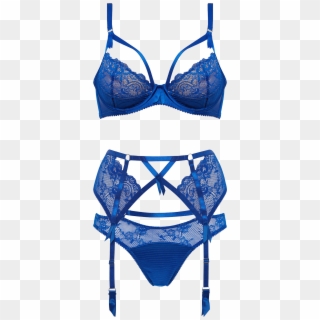 Dita Von Teese “madame X” Bra, Panties And Suspender - Lingerie Azul Transparente, HD Png Download