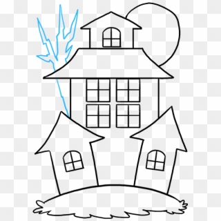Drawing Halloween Haunted House - Haunted House Drawing Easy, HD Png Download