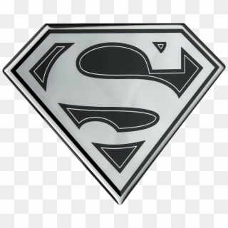 Superman Logo Black And Chrome Lensed Fan Emblem By - Gray Superman Logo, HD Png Download