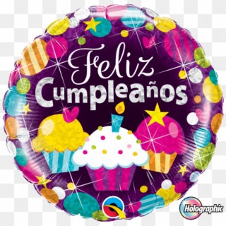 Globo Metalizado 18″ Feliz Cumpleaños Cupcakes Holografico, HD Png Download