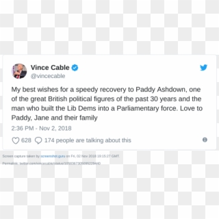 Vince Cable Wishes Paddy Ashdown Well - Andy Richter Louis Ck Twitter, HD Png Download