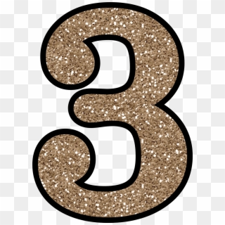 3 Glitter Numbers - Gold Glitter Number 3, HD Png Download