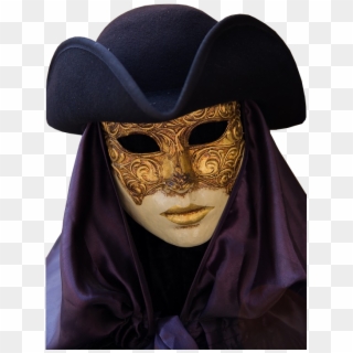 Venice Carnival Costume With Mask And Hat - Mask, HD Png Download
