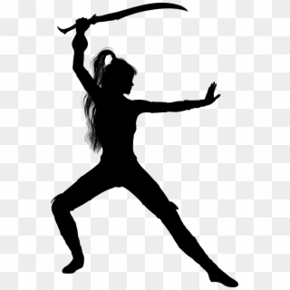 Women Sword Fighting Silhouette, HD Png Download