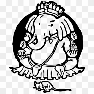 Elephant And Mouse Black White Line Art 999px 160 - Ganesh Chaturthi 2018 Kannada, HD Png Download