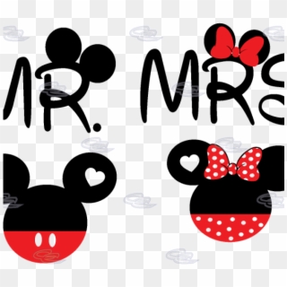 Mickey Minnie Mouse Head Bow Polka Dot Mr Mrs With - Mickey And Minnie Mr And Mrs, HD Png Download