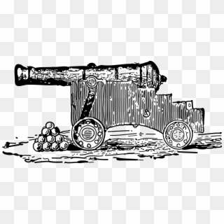 Cannon Weapons Artillery Gun Png Image - Medieval Cannon Drawing, Transparent Png