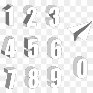 Numbers,3d,paper Airplane,symbol,3d - Parallel, HD Png Download