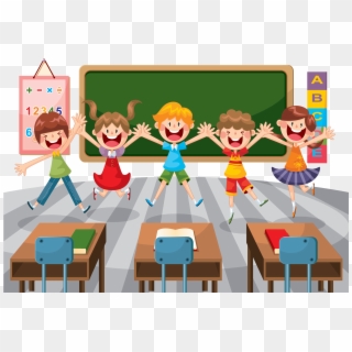 Classroom School Illustration Student Elementary Education - Fun Classroom Cartoon, HD Png Download