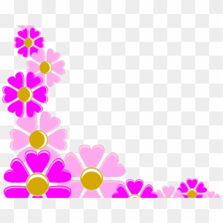 Pink Flower Clipart Corner - Flower Border Png Clip Art, Transparent Png