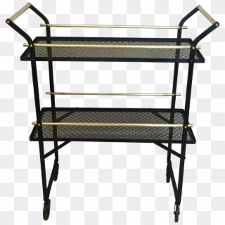 Smart French Black Metal And Brass Bar Cart On Chairish - Bench, HD Png Download