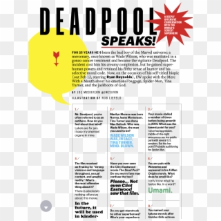 Deadpool Speaks An Interview With Entertainment Weekly - Graphic Design, HD Png Download