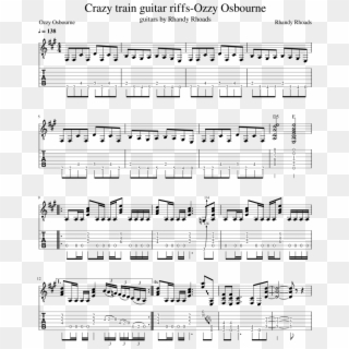Crazy Train Guitar Riffs-ozzy Osbourne Sheet Music - Sheet Music, HD Png Download
