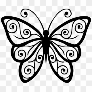 Clipart Book Butterfly - Black And White Butterfly Drawing, HD Png Download