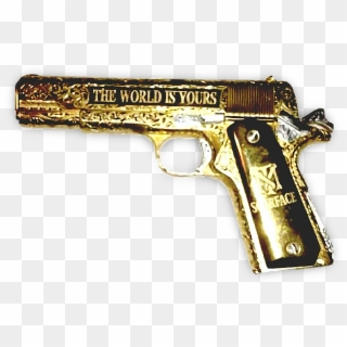 #gold #gun #scarface #freetoedit - Pistola De Tony Montana, HD Png Download