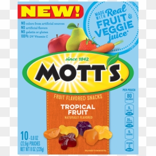 Mott's Gluten Free Tropical Fruit Snacks, 10 Ct, 8 - Mott's Fruit Snacks Carbs, HD Png Download