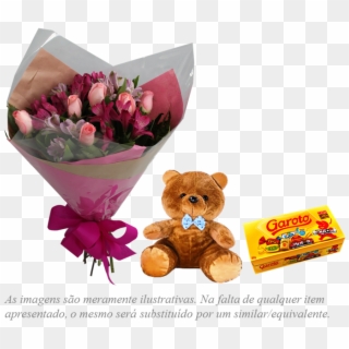 Buquê De Rosas E Astromélias Com Caixa De Mini Bombons - Bouquet, HD Png Download