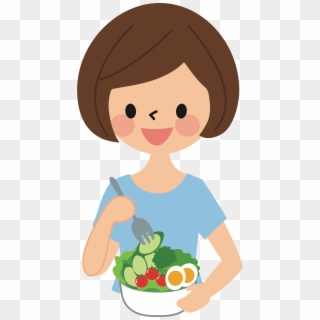 Salad Clipart Animated - Girl Eating Salad Cartoon, HD Png Download