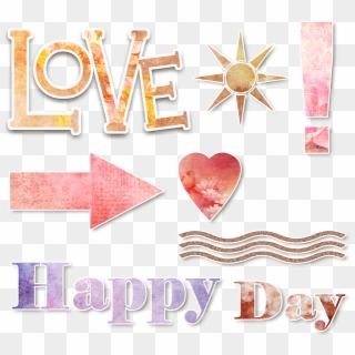 Words Signs Text Elements Scrap Heart Love Happy - Heart, HD Png Download