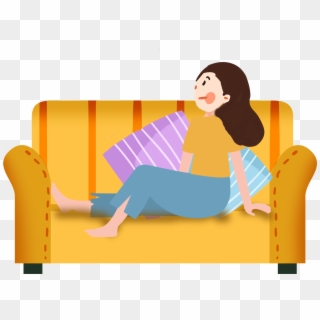 Cartoon Hand Drawn Illustration Couch Png And Psd - Sitting, Transparent Png