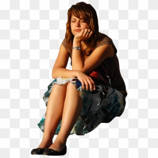 Woman Sitting Waiting Looking Bored In Late Afternoon - Girl Sitting Down Png, Transparent Png