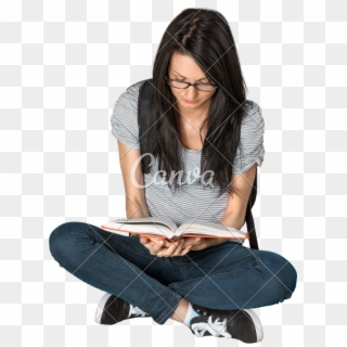 Sitting With And Reading A Book Isolated - Sitting, HD Png Download