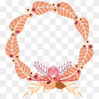 Autumn Fall Leaves Flowers Wreath Frame Border Decor - Crab, HD Png Download