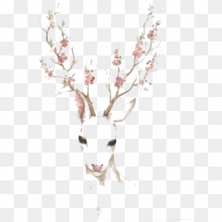 Elk Blossom Cherry Deer Watercolor Paper Antler Clipart - Venado Fondo De Pantalla Mandala, HD Png Download