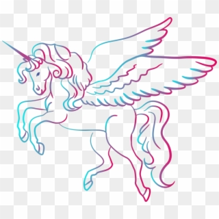 Drawing Unicorn Line Art Coloring Book Cartoon - Unicorn With Wings Drawing, HD Png Download