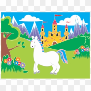 Fairytale Unicorn Landscape Clipart Icon Png - Unicorn Landscape, Transparent Png