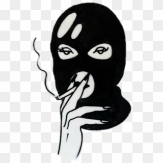 Skimask Girl Girlgang Cigarette Cig Blackandwhite Png - Johnny Gloom Tattoo Style Png, Transparent Png